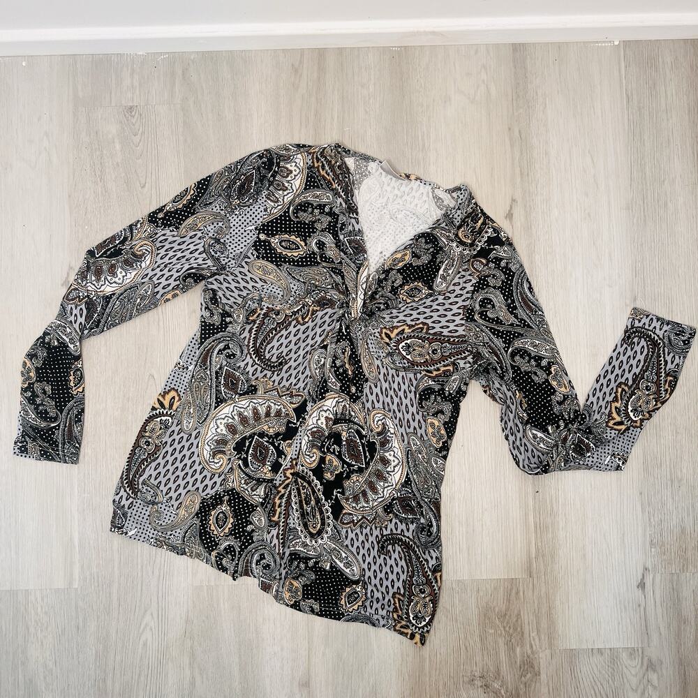 Fransa XL Longsleeve Shirt Paisley Print Top